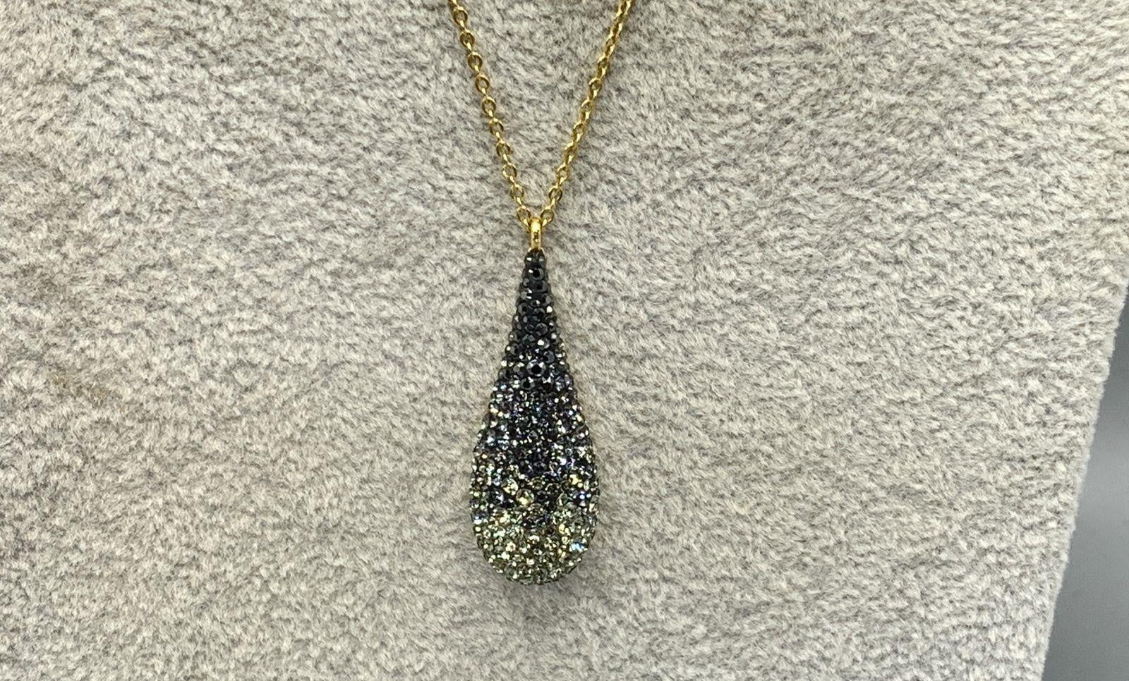 Swarovski Black White Crystal Ombre Teardrop Pendant Necklace
