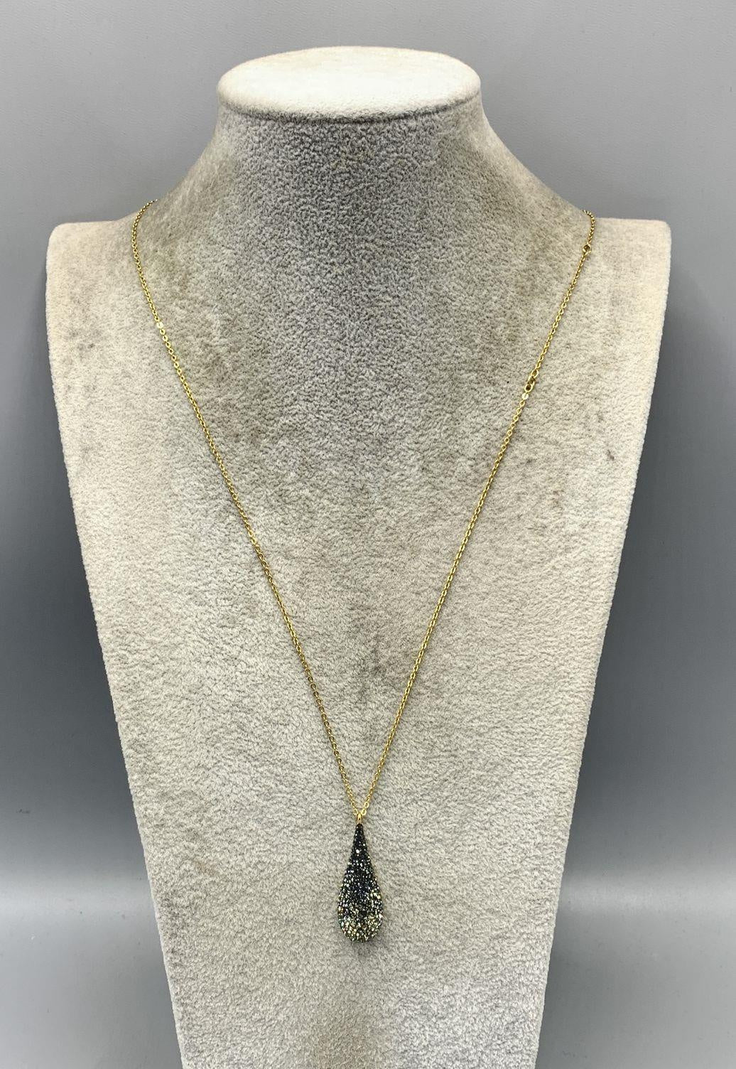 Swarovski Black White Crystal Ombre Teardrop Pendant Necklace