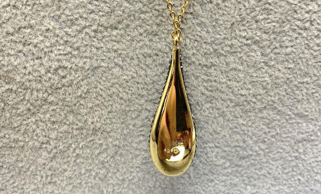 Swarovski Black White Crystal Ombre Teardrop Pendant Necklace