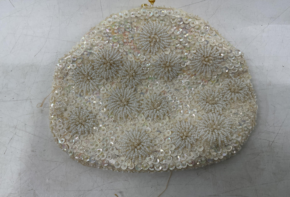 Set of Decorative Beaded Clutch Bags with Sequins and Handles