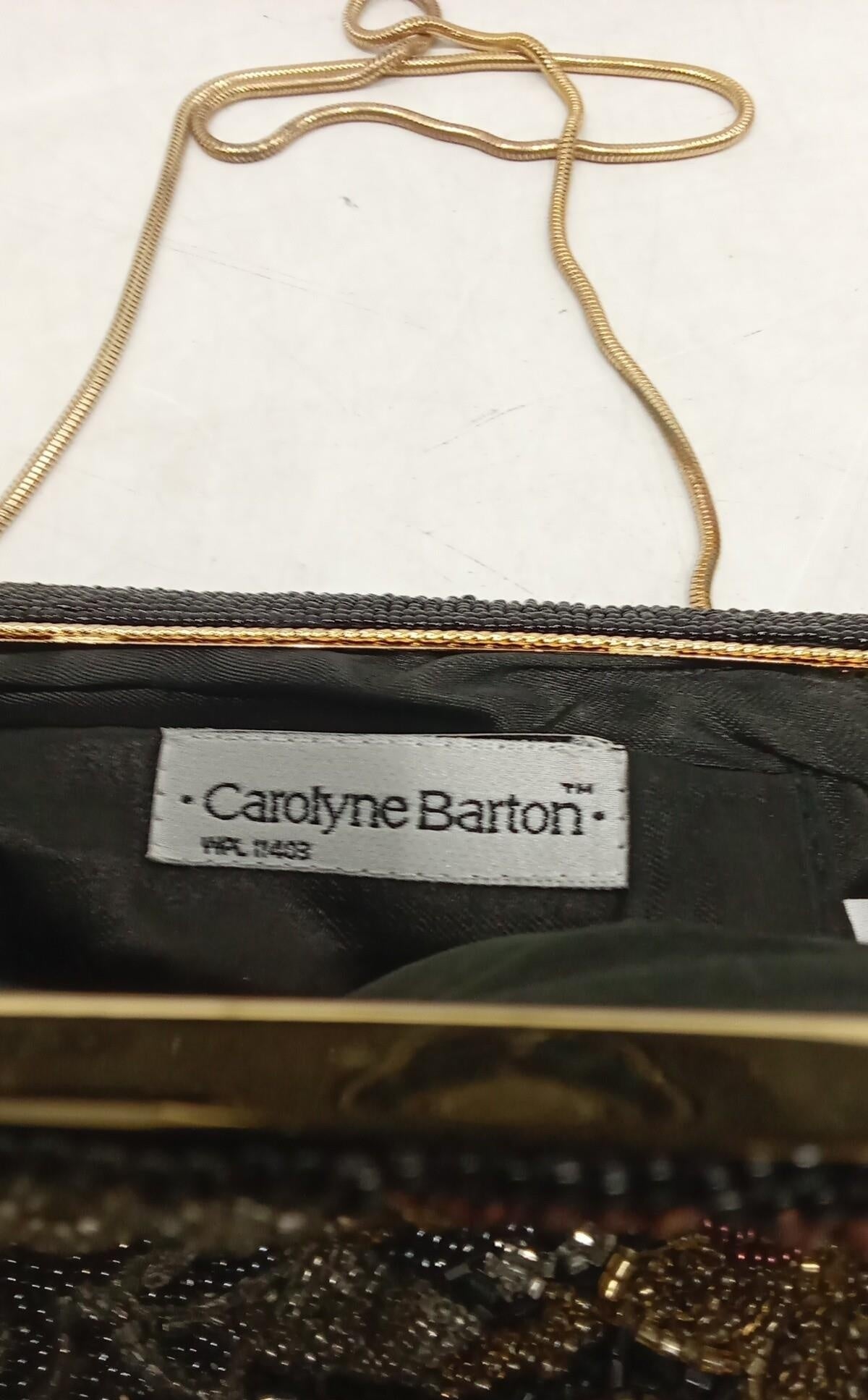 Carolyne Barton Beaded Evening Bag Floral Design 8 Inch Wide Vintage Style Clutch