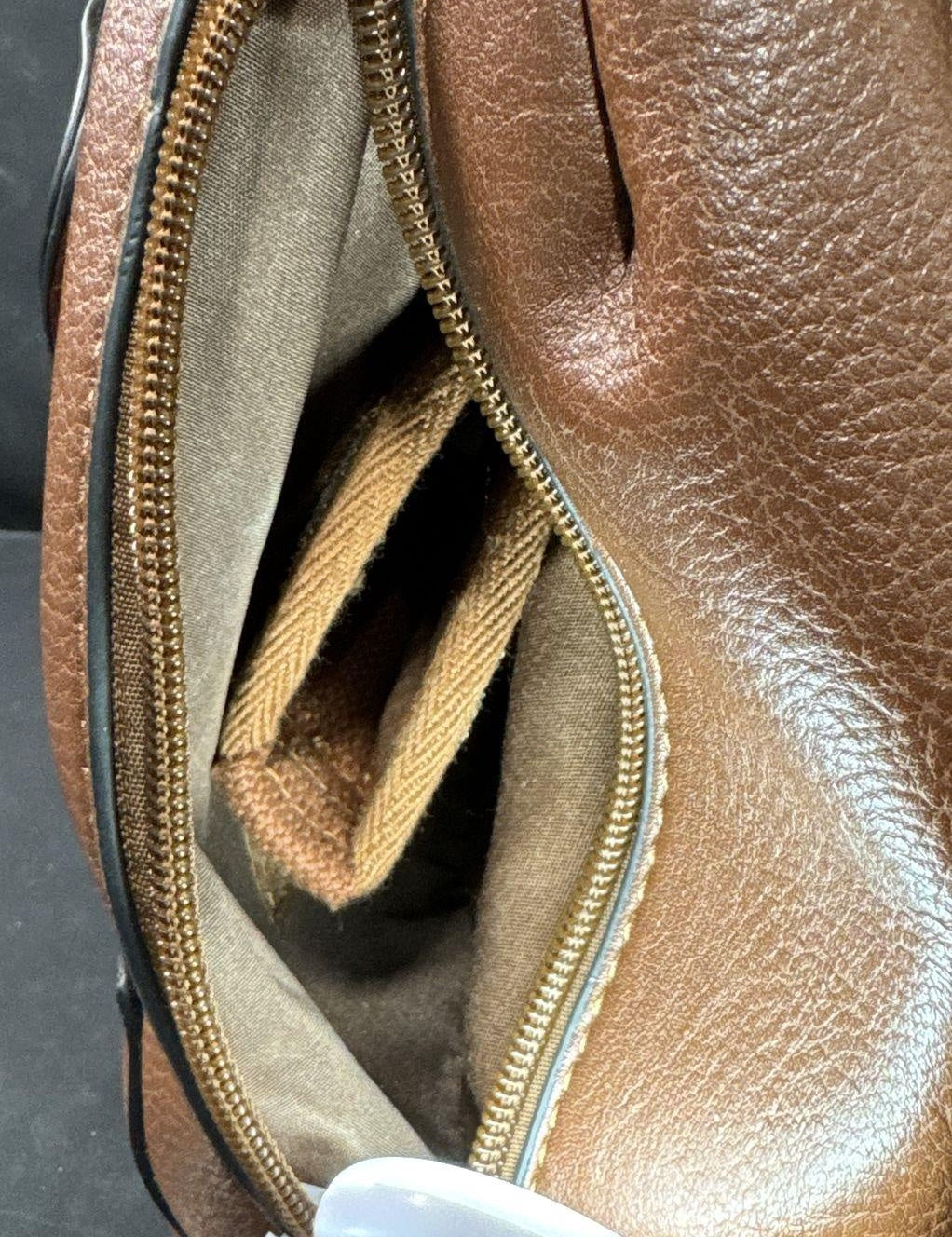 Chestnut Brown Satchel Handbag with Leopard Interior, Concealed Carry Style Shoulder Purse