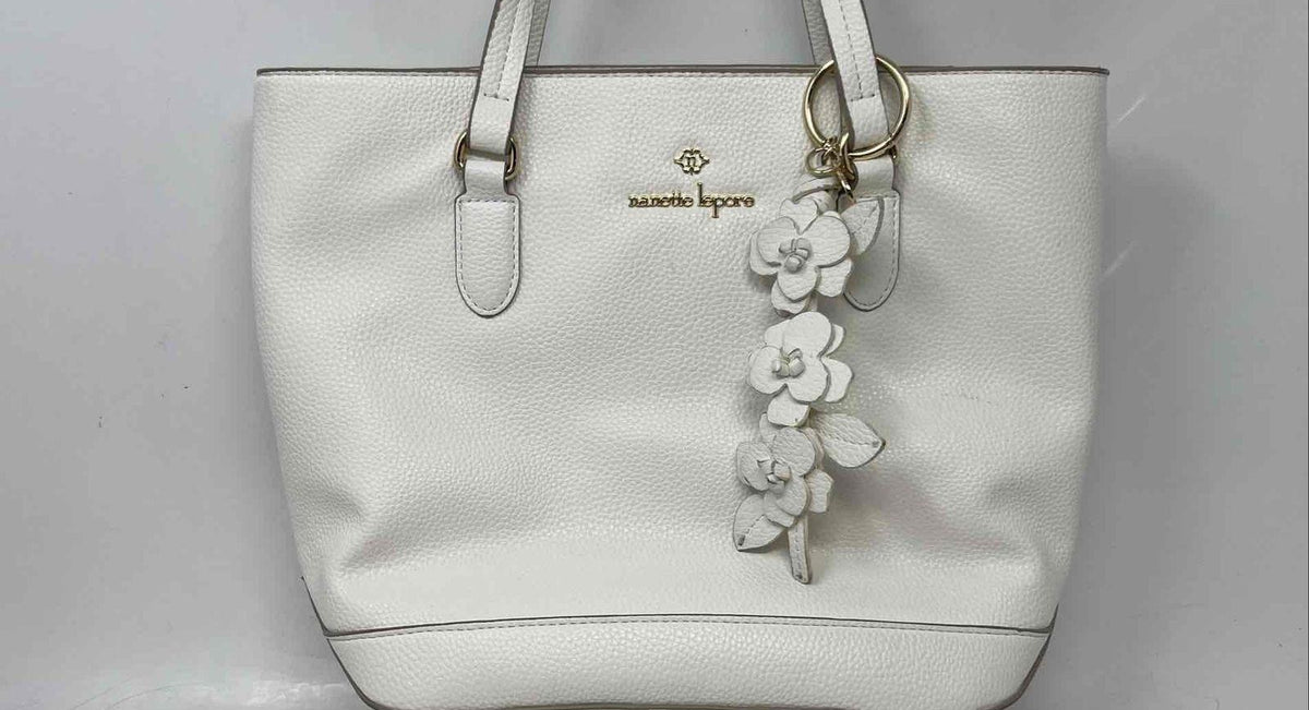 AGE REVIEW Nanette Lepore Womens White Inner Pockets Double Handle Shoulder Purse