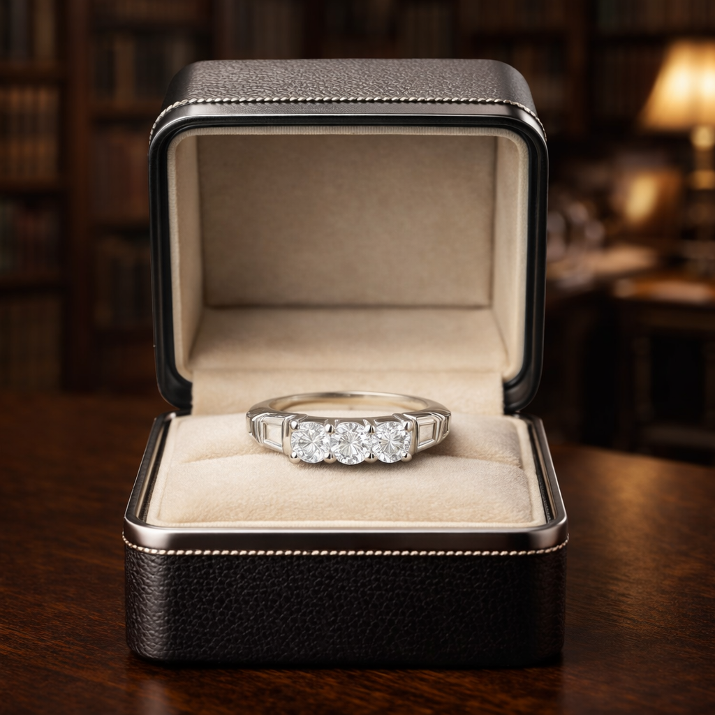 Vintage 925 Sterling Silver Three-Stone CZ Ring with Baguette Accents – Size 7 – 2.0g