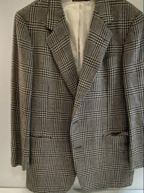 1990s–early 2000s Brooks Brothers Men's Glen Plaid Tweed Sport Coat