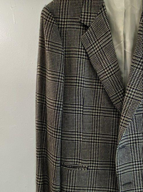 1990s–early 2000s Brooks Brothers Men's Glen Plaid Tweed Sport Coat