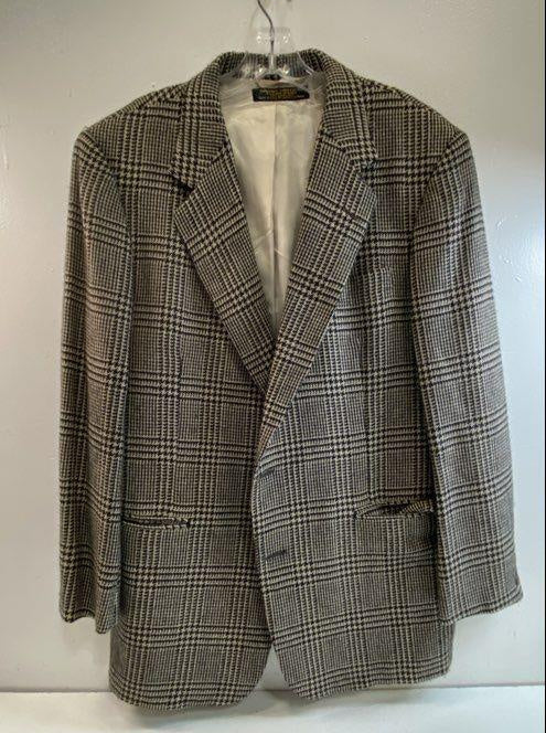 1990s–early 2000s Brooks Brothers Men's Glen Plaid Tweed Sport Coat