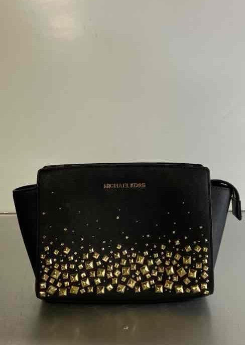 Michael Kors Jet Set Studded Black Saffiano Leather Crossbody Bag