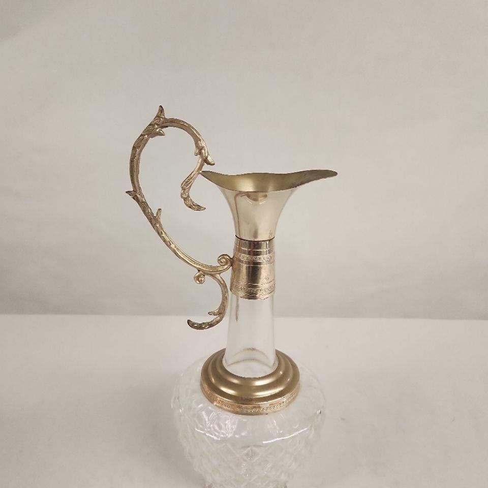 Victorian Crystal Claret Jug with Silver-Plated Mount | Ornate Wine Ewer | Antique Barware
