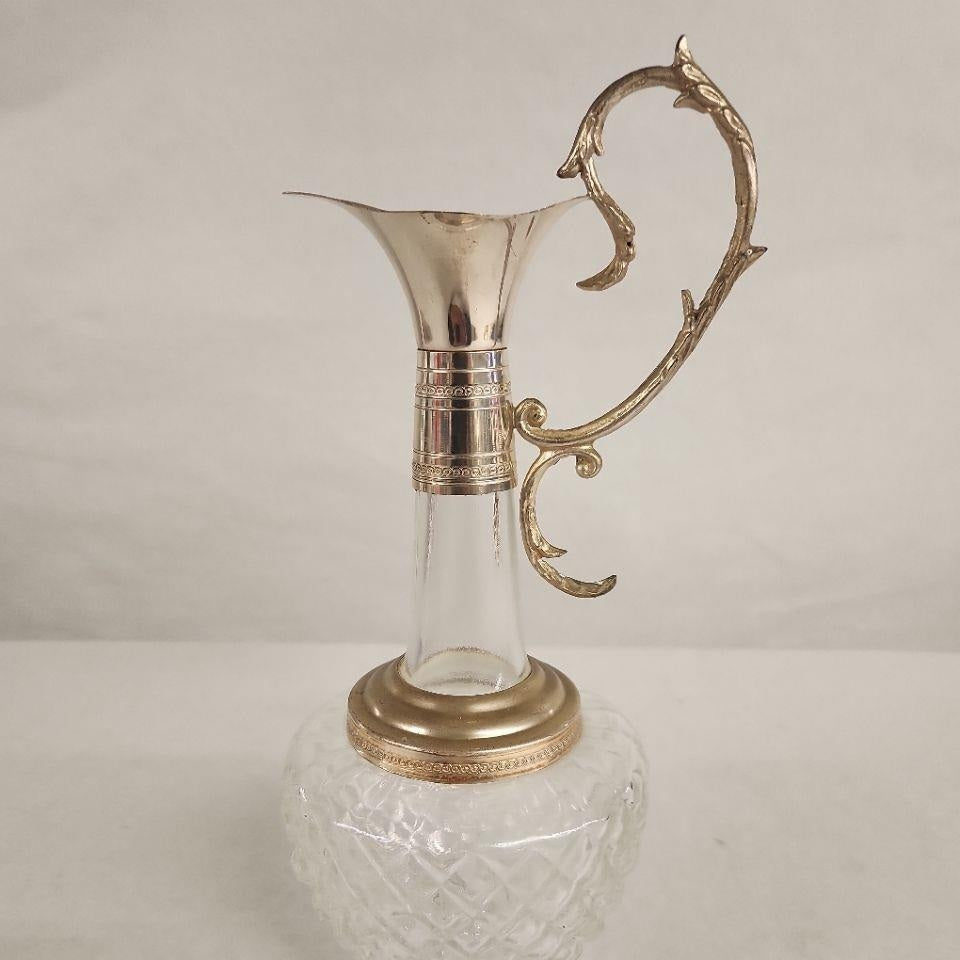Victorian Crystal Claret Jug with Silver-Plated Mount | Ornate Wine Ewer | Antique Barware