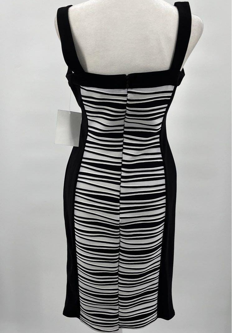 RM Richards Women's Black & White Striped Sleeveless Jacket Dress Set Size 14P