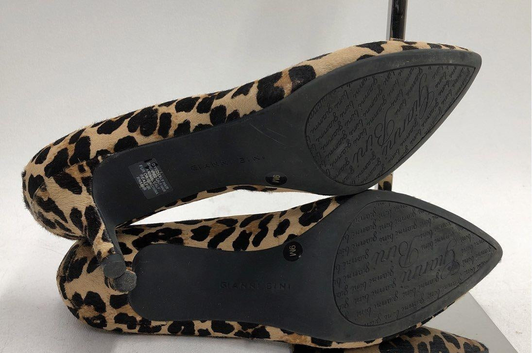 Gianni Bini Leopard Print Calf Hair Pointed Toe Kitten Heels Pumps Size 9