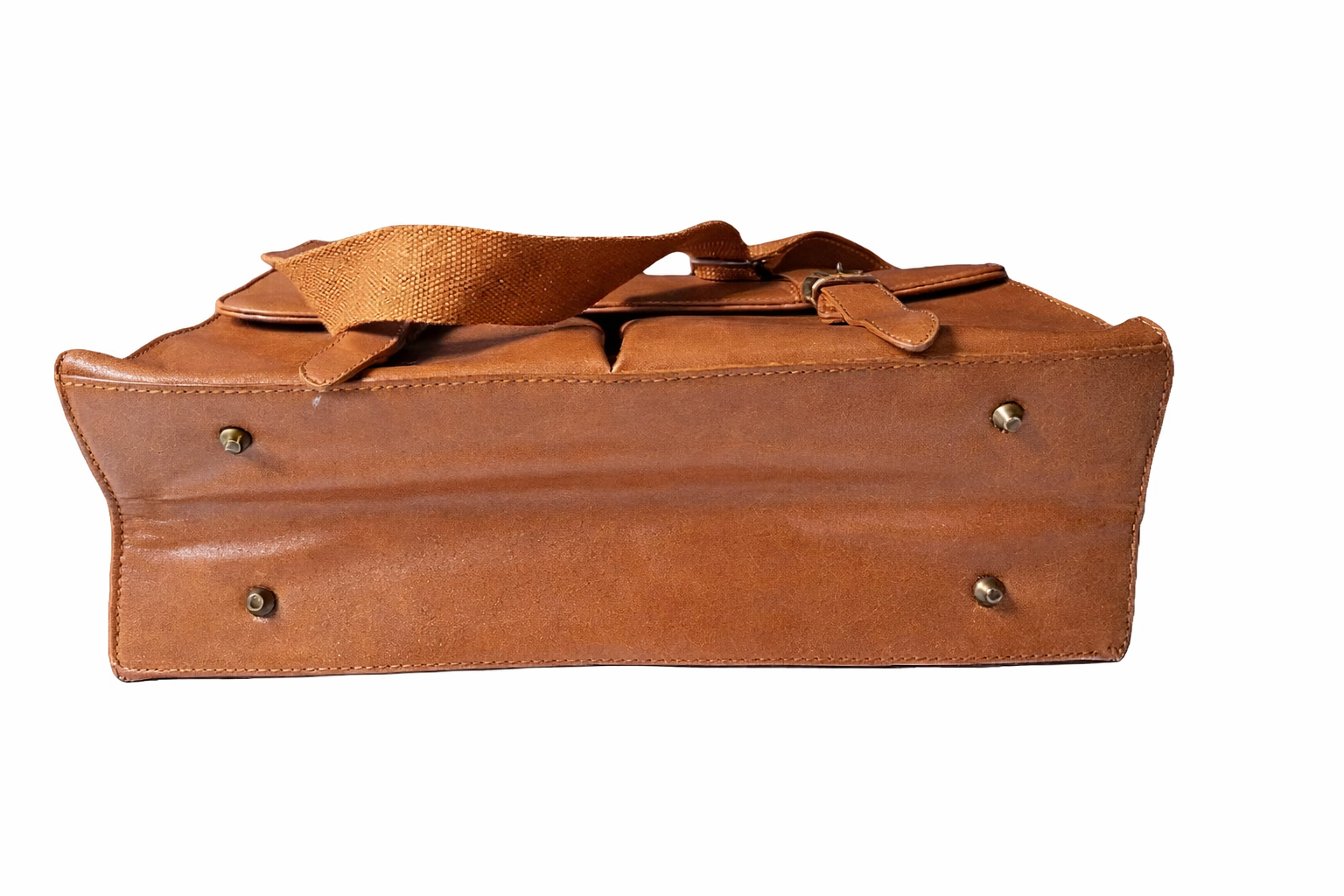 Tan Leather Messenger Bag | Minimalist Flap Briefcase Laptop Work Bag