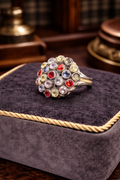 925 Sterling Silver Multistone Statement Ring Amethyst Citrine Garnet Cluster Size 7