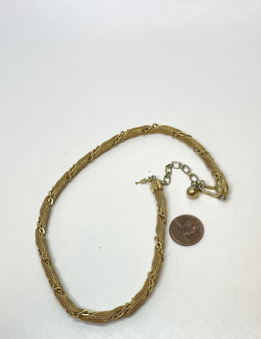 Vintage Trifari Gold Tone Mesh and Cable Twisted Chain Necklace 22.4g