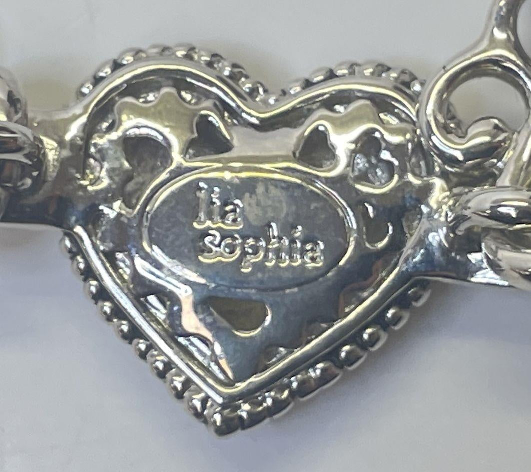 Lia Sophia Silver Tone Rhinestone Pave Heart Multi-Strand Bracelet 26.8g
