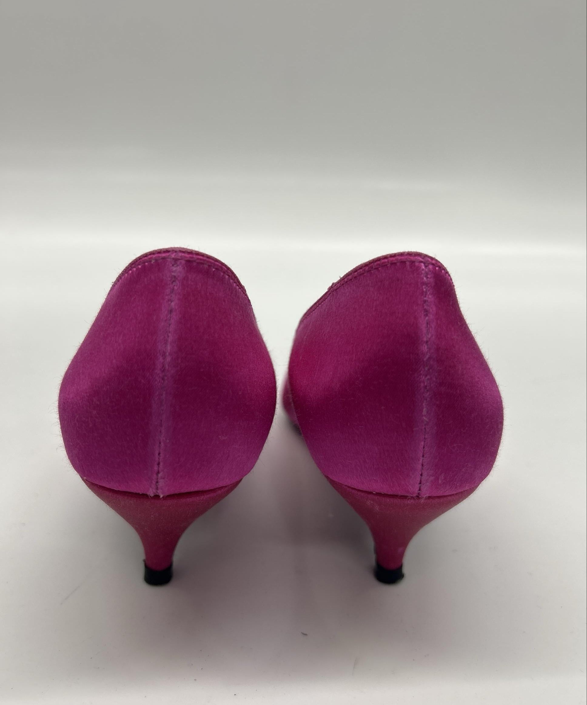 Peacocks Fuchsia Satin Heels & Matching Evening Clutch – Size 7B