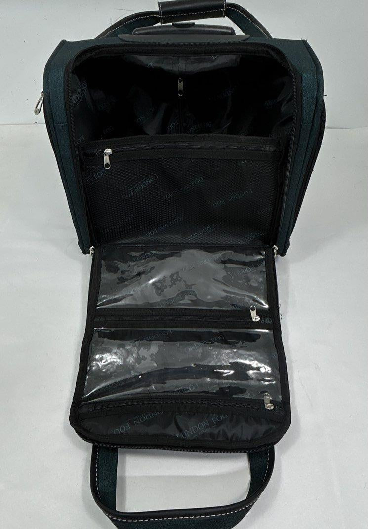 London Fog Teal Carry-On Suitcase, Compact Rolling Travel Bag with Telescoping Handle