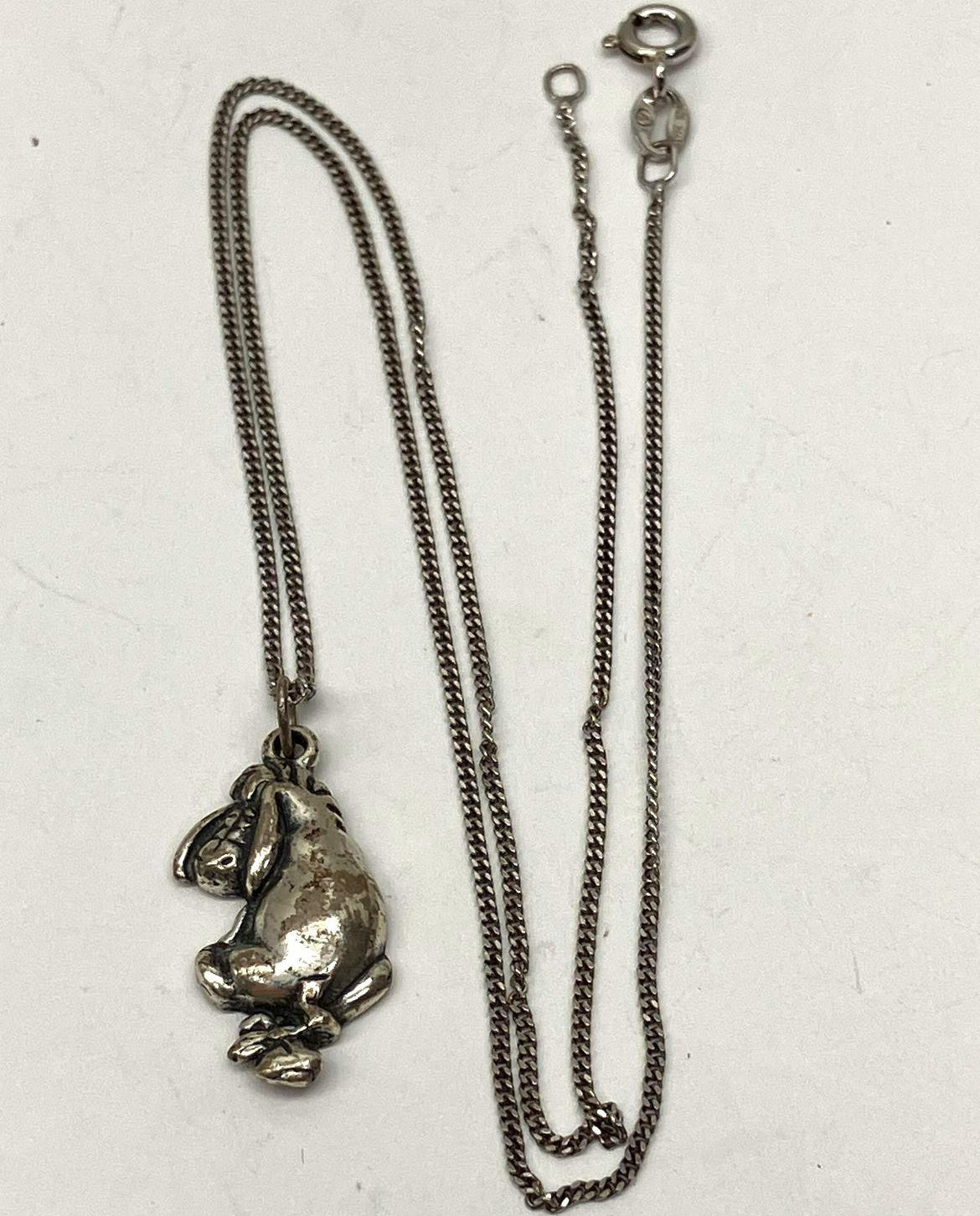 3.12g Sterling Silver Eeyore Pendant Chain Necklace 16"