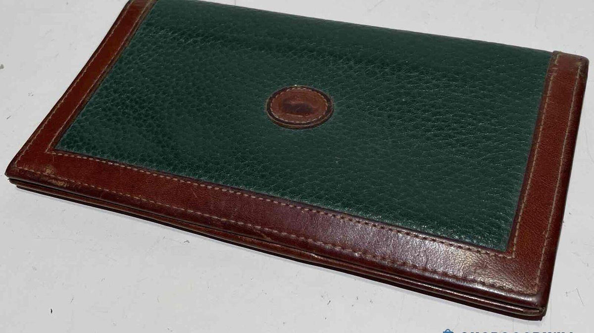 Dooney and Bourke Green Brown Leather Bifold Wallet Made in USA