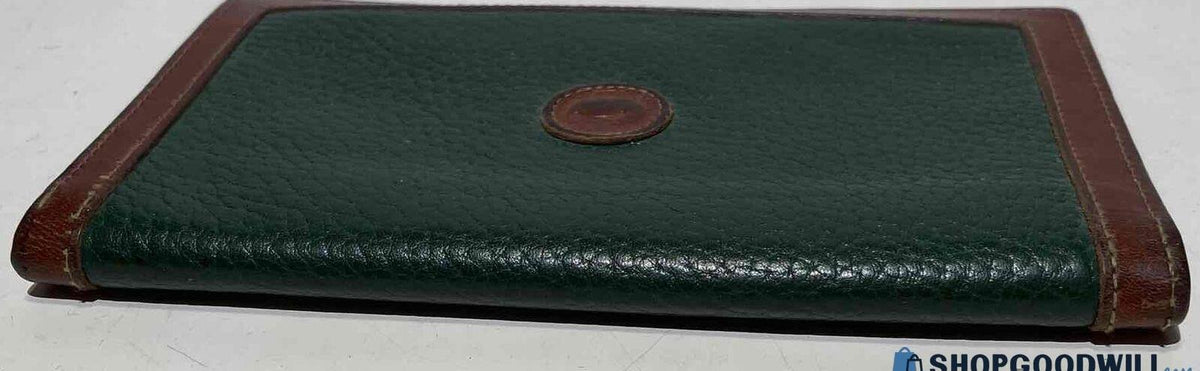 Dooney and Bourke Green Brown Leather Bifold Wallet Made in USA