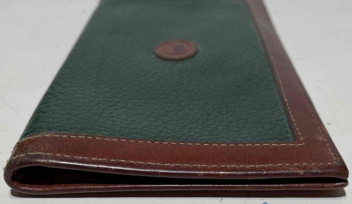 Dooney and Bourke green textured leather bifold wallet with brown leather trim, view 6