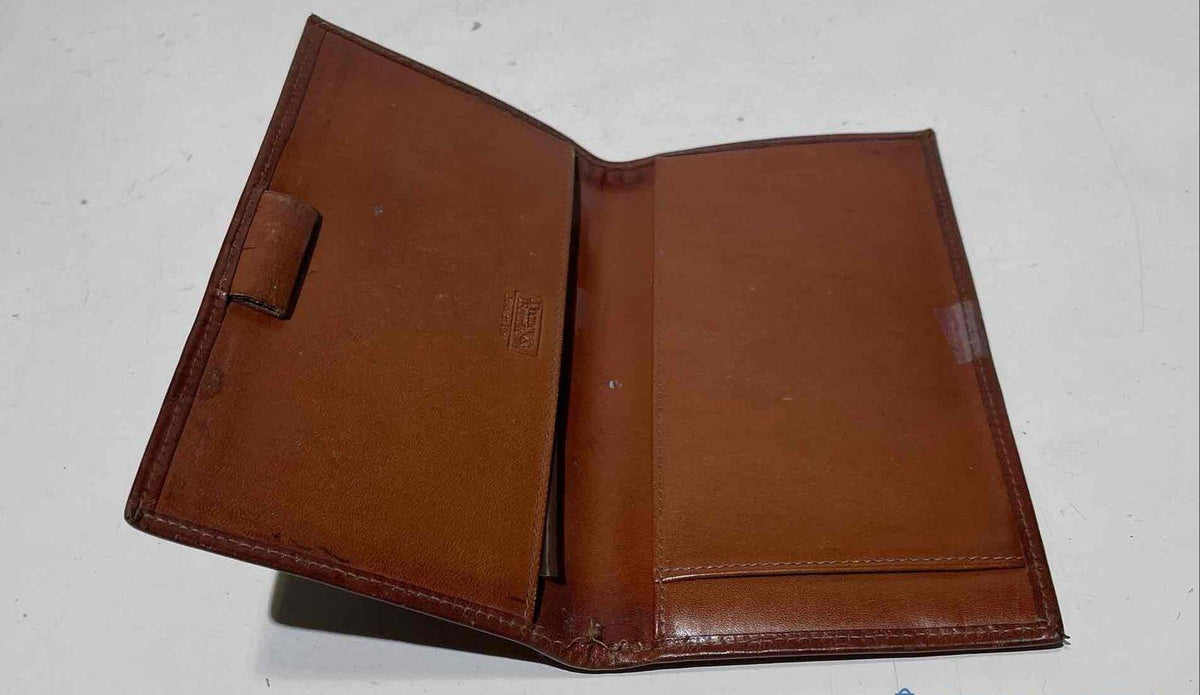Dooney and Bourke green textured leather bifold wallet with brown leather trim, view 7