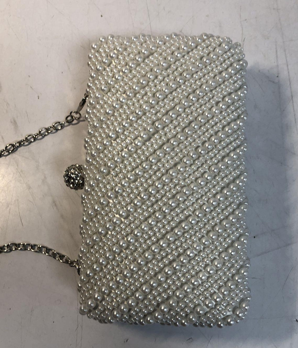 Jessica McClintock Women's White Beaded Clutch