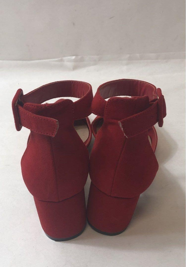 Dream Pairs red pointed-toe block heels with ankle straps, view 6