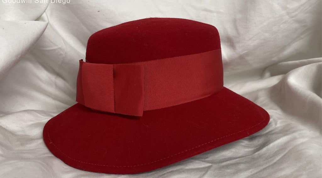 Geo. W. Bollman & Co. Red Doeskin Wool Felt Hat, Vintage Wide Brim Dress Hat