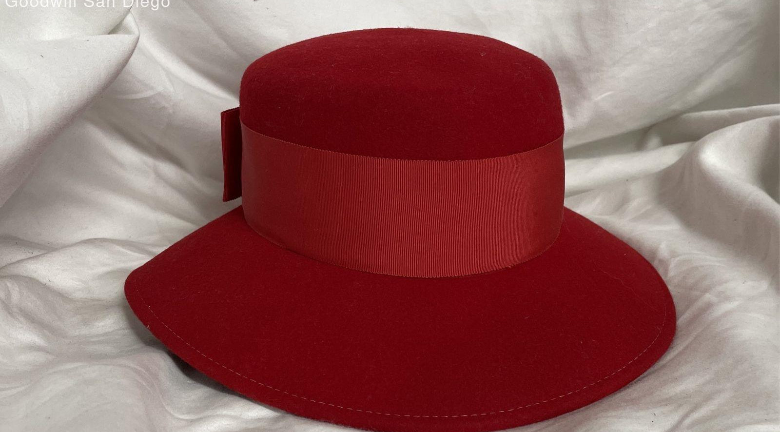 Geo. W. Bollman & Co. Red Doeskin Wool Felt Hat, Vintage Wide Brim Dress Hat