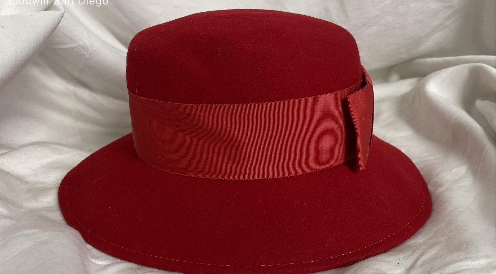 Geo. W. Bollman & Co. Red Doeskin Wool Felt Hat, Vintage Wide Brim Dress Hat