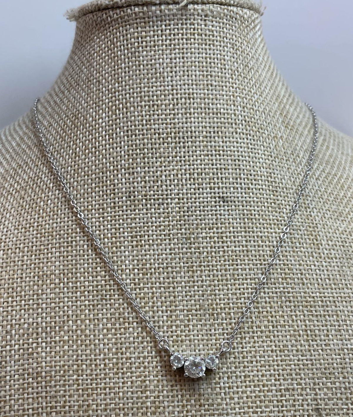 Lia Sophia Silver Tone Cubic Zirconia Trio Pendant Necklace 4.1g