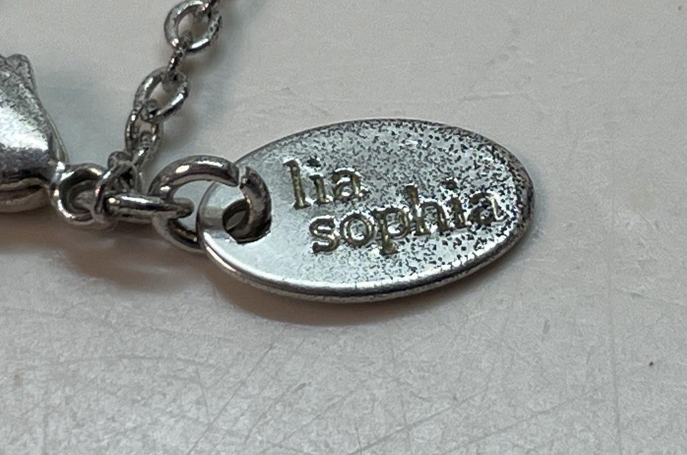 Lia Sophia Silver Tone Cubic Zirconia Trio Pendant Necklace 4.1g
