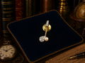 Swarovski gold tone crystal and faux pearl lapel pin or tie tac