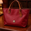 Dooney & Bourke Large Red Pebbled Leather Shopper Tote Carryall Work Bag