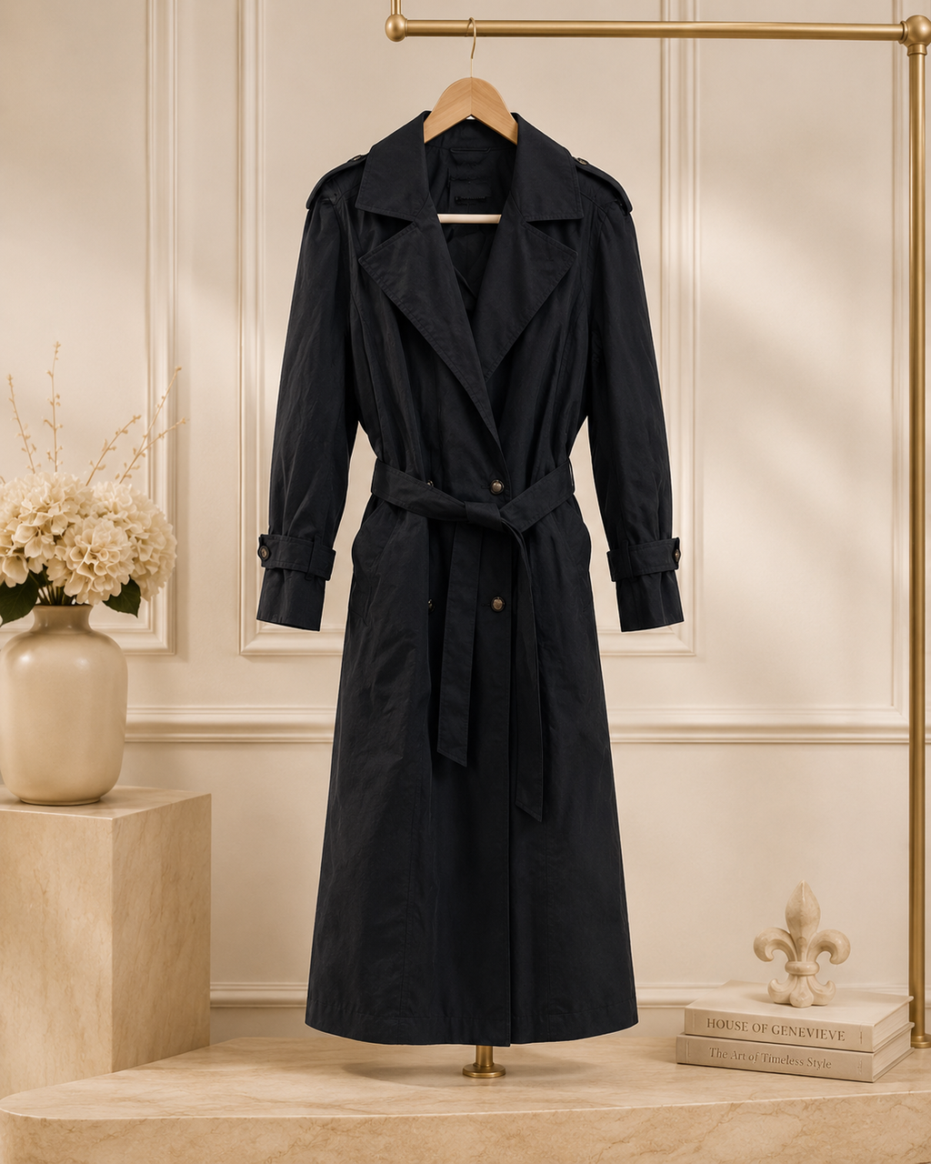 Vintage London Fog Size 12 Regular Black Rain Trench Coat with Belt