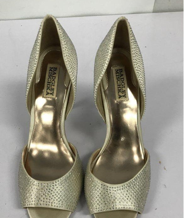 Badgley Mischka Women's Ivory Embellished High Heels Size 8.5