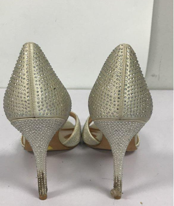 Badgley Mischka Women's Ivory Embellished High Heels Size 8.5