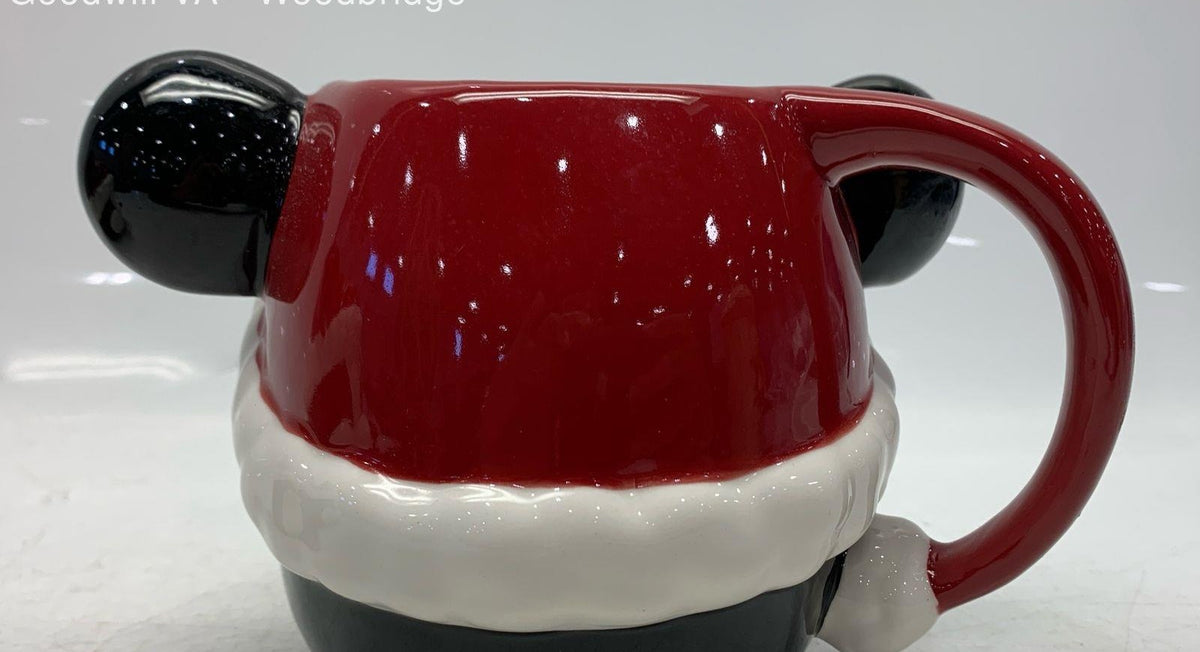 Pair of Mickey Mouse and Minnie Mouse figural Christmas mugs, view 3