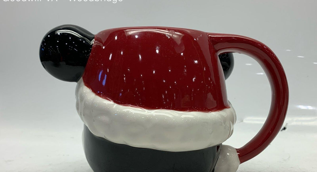 Pair of Mickey Mouse and Minnie Mouse figural Christmas mugs, view 6