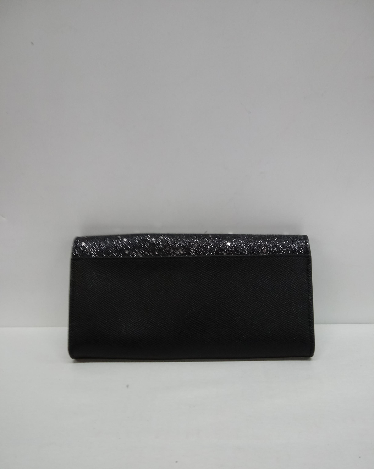Coach black envelope wallet with glitter flap and silver-tone logo plaque, view 8