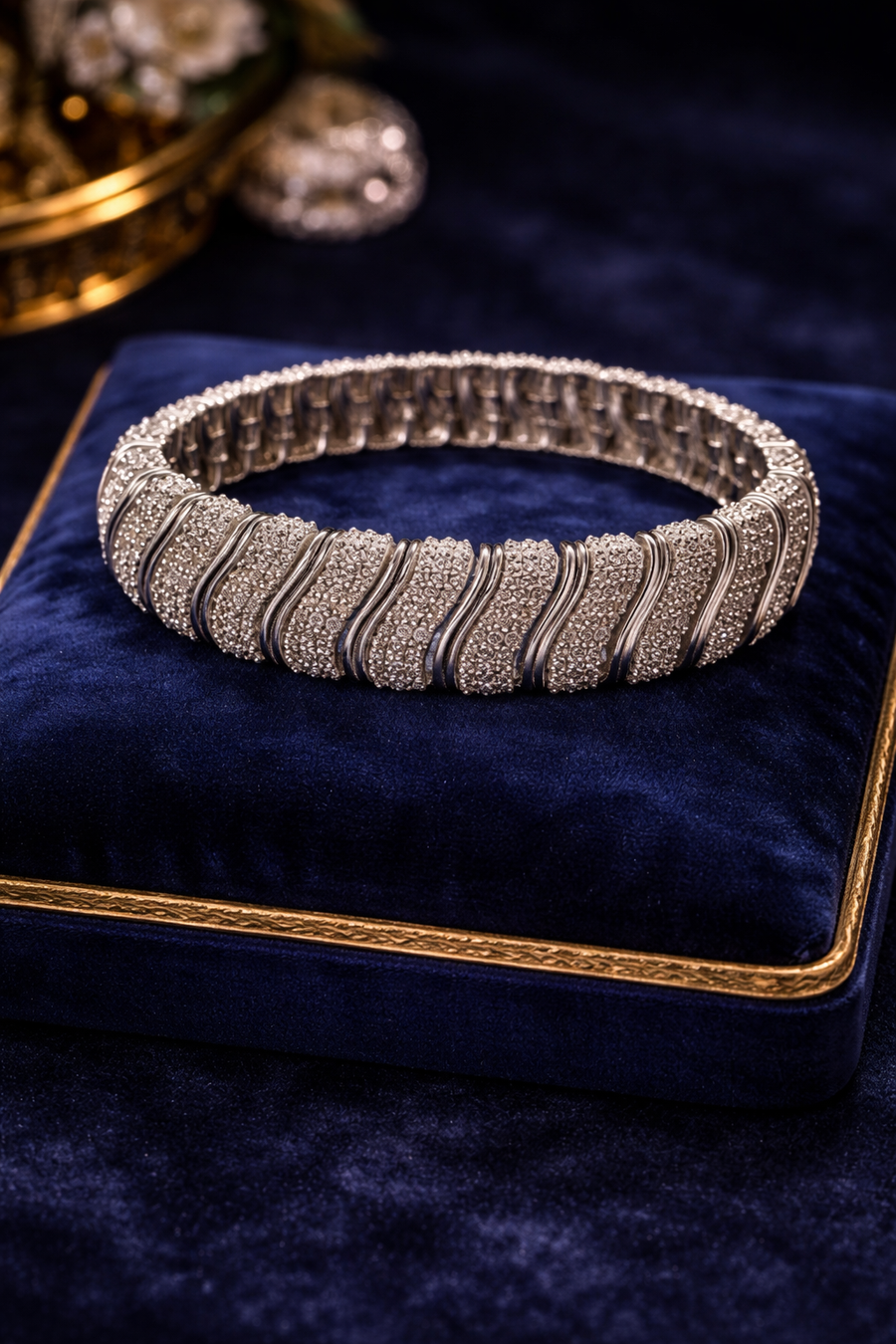 CU Signed Silver Tone Pavé CZ Bracelet Wide Statement Diamond-Like Tennis Bracelet 38.1g