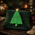 Green Glitter Christmas Tree Brooch with Gold Star