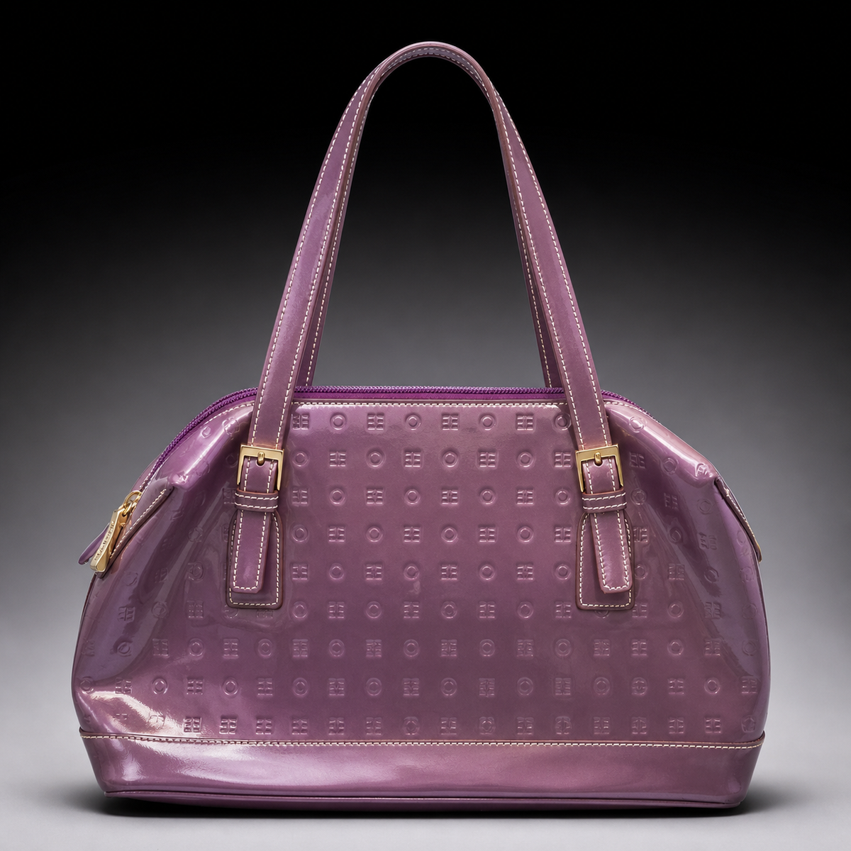 Arcadia lavender embossed patent leather shoulder bag, view 5