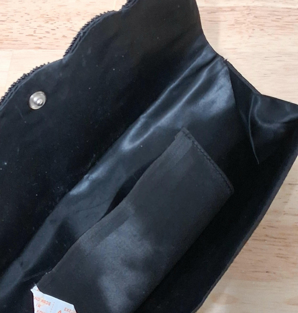 Vintage La Regale Handmade Beaded Black Evening Clutch Purse