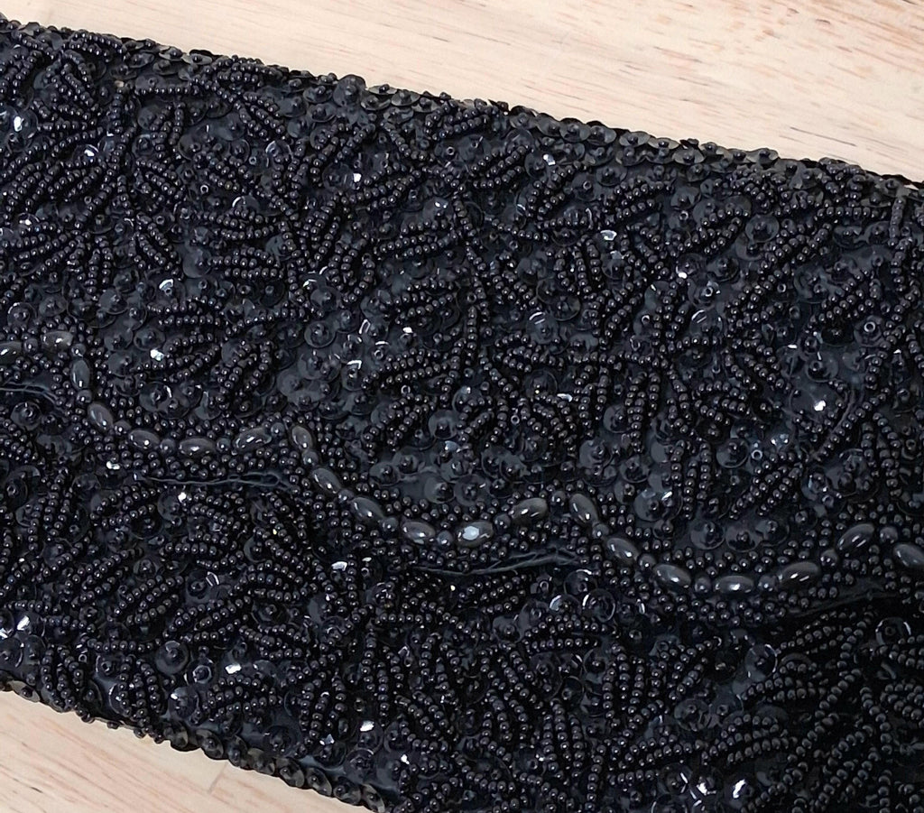Vintage La Regale Handmade Beaded Black Evening Clutch Purse