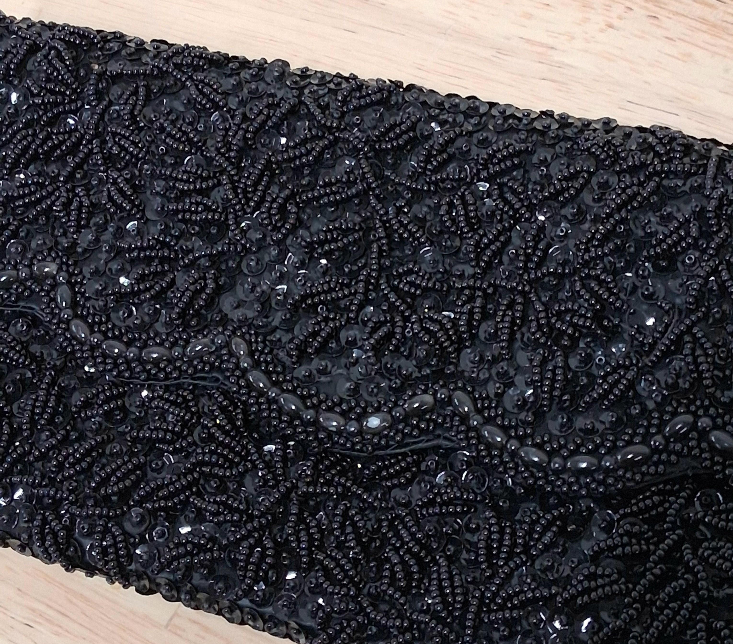 Vintage La Regale Handmade Beaded Black Evening Clutch Purse