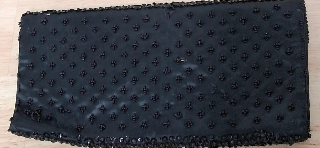Vintage La Regale Handmade Beaded Black Evening Clutch Purse