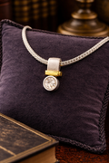 Piscitelli Silver Tone Clear Stone Slide Pendant Necklace Gold Accent Design